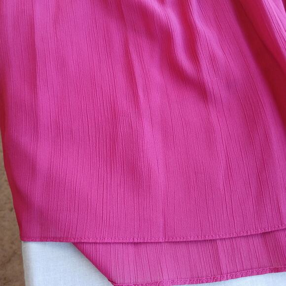 Loft Magenta Pink Pleated Skater Skirt S lined chiffon elastic pull on - Picture 12 of 12